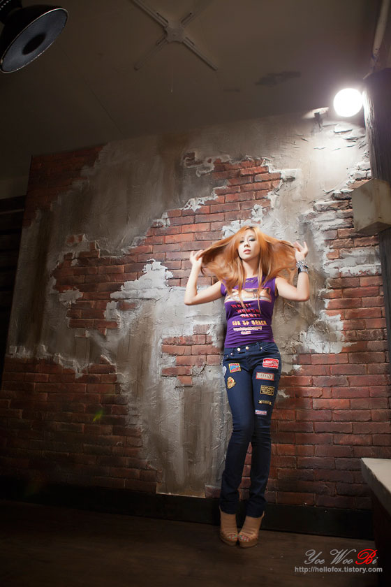 Model Kim Ha Yul studio photoshoot in purple T and jeans » AsianCeleb
